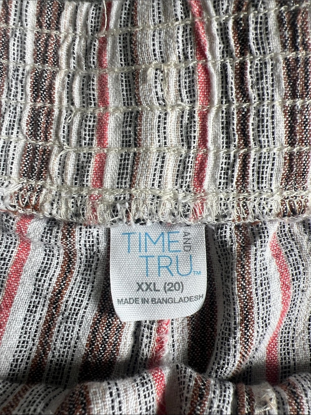 Time and Tru Striped Crewneck Sweater in White, Pink & Brown